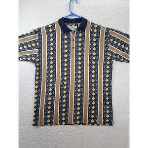 VTG Natural Issue Geometric Polo Shirt Multicolor Southwestern Mens Size Large
